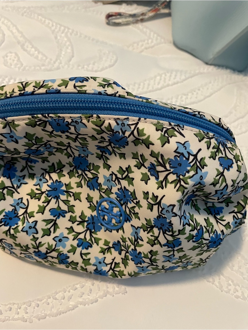 Tory Burch Blue Floral Cosmetic Pouch